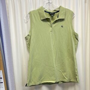 Eddie Bauer Light Green Sleeveless Polo Top Large Tall